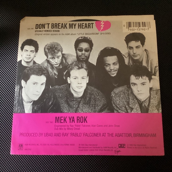 Vintage UB40 Don’t Break My Heart 7” 45 RPM A&M Single Vinyl Record Pop - Picture 2 of 6